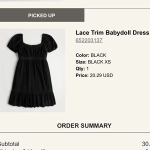 Black hollister babydoll dress. size XS